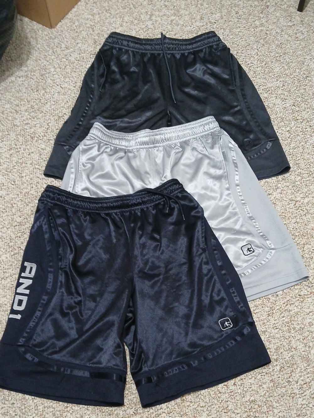 And1 Men's Athletic Shorts in Black, Navy and Silver